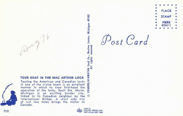 Soo Locks Boat Tours - Old Postcard (newer photo)